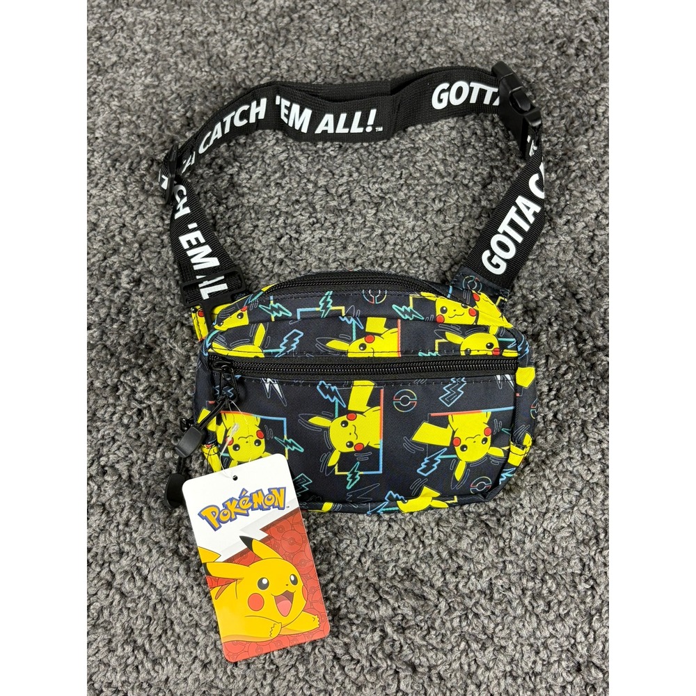 Pokemon Pikachu Fanny Pack Waist Bag Black Gotta Catch Em All Bioworld NWT